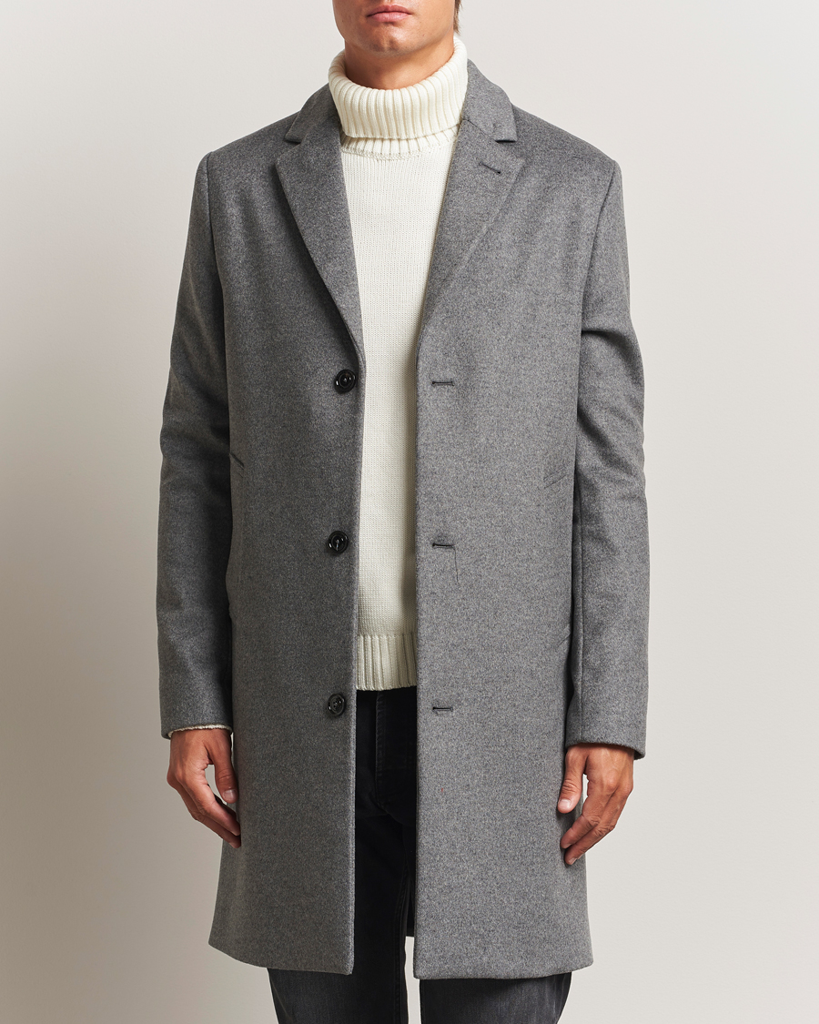 Herren | Jacken | J.Lindeberg | August Wool/Cashmere Melton Coat Dark Grey Melange