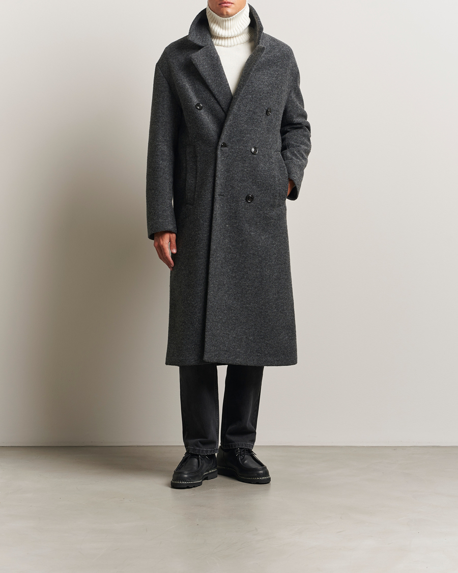 Herren | Jacken | J.Lindeberg | Willy Bonded Wool Coat Dark Grey Melange