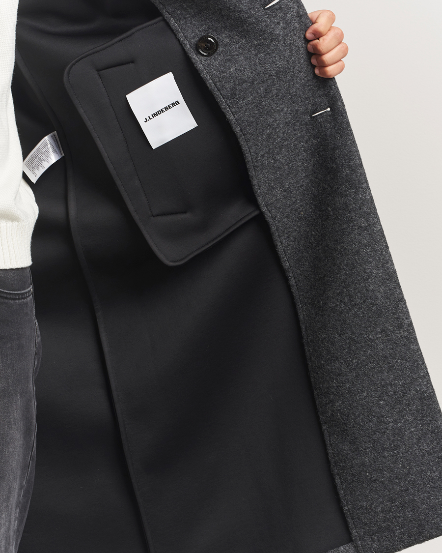 Herren | Jacken | J.Lindeberg | Willy Bonded Wool Coat Dark Grey Melange