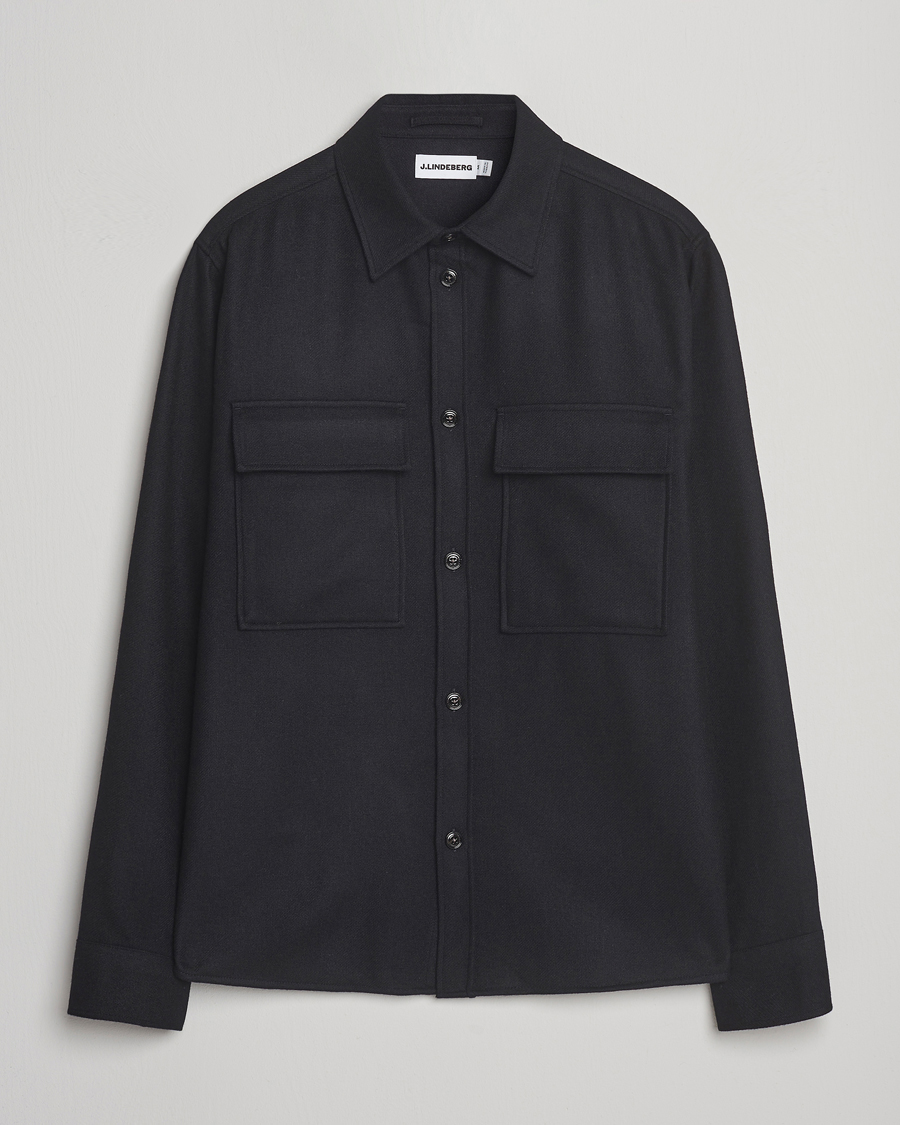 Herren | Hemden | J.Lindeberg | Flat Wool Overshirt Black