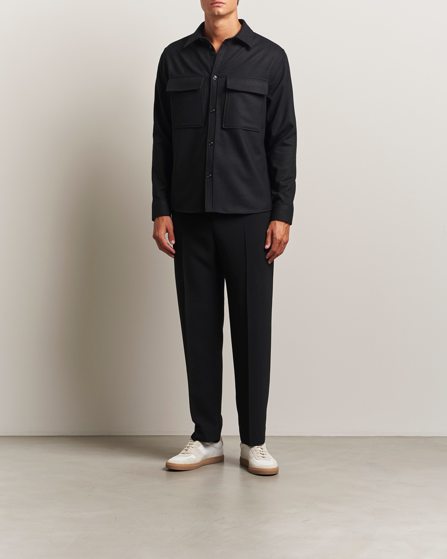 Herren | Hemden | J.Lindeberg | Flat Wool Overshirt Black