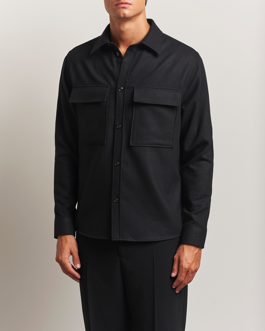 Herren | Hemden | J.Lindeberg | Flat Wool Overshirt Black