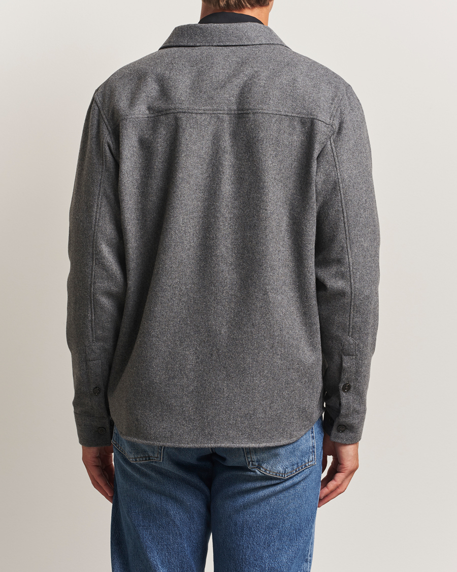Herren | Hemden | J.Lindeberg | Flat Wool Overshirt Dark Grey Melange