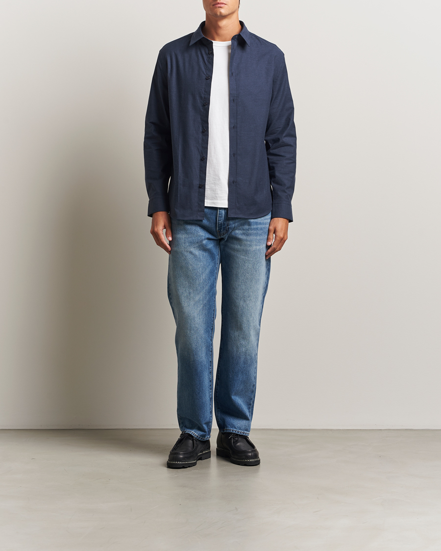 Herren | Hemden | J.Lindeberg | Slim Fit Light Flannel Shirt Navy