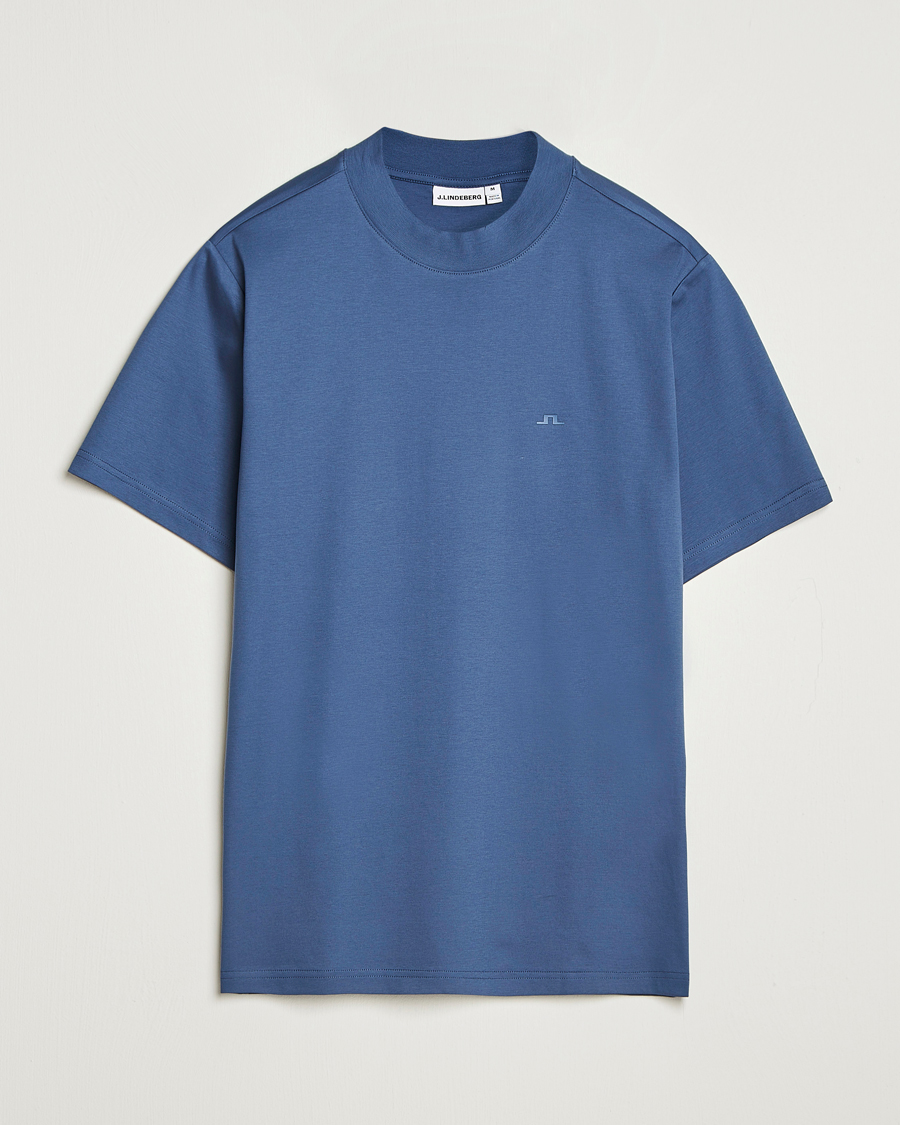 Herren | T-Shirts | J.Lindeberg | Ace Mock Neck T-Shirt Vintage Indigo