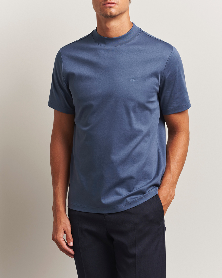 Herren | T-Shirts | J.Lindeberg | Ace Mock Neck T-Shirt Vintage Indigo