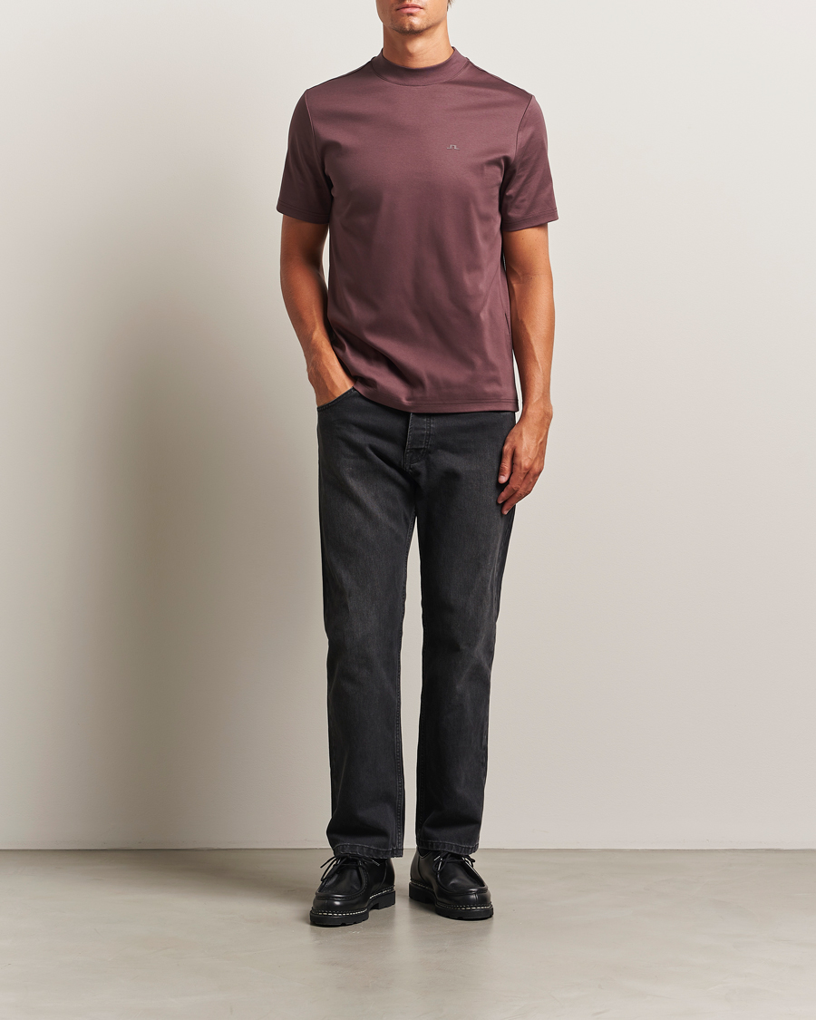 Herren | T-Shirts | J.Lindeberg | Ace Mock Neck T-Shirt Huckleberry