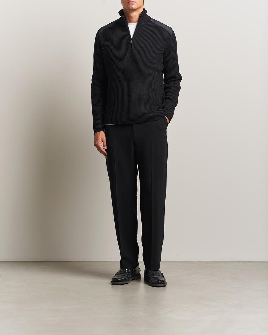 Herren | Pullover | J.Lindeberg | Martin Knitted Hybrid Half Zip Black