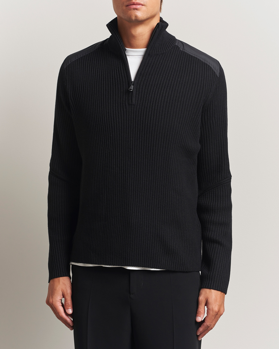 Herren | Pullover | J.Lindeberg | Martin Knitted Hybrid Half Zip Black