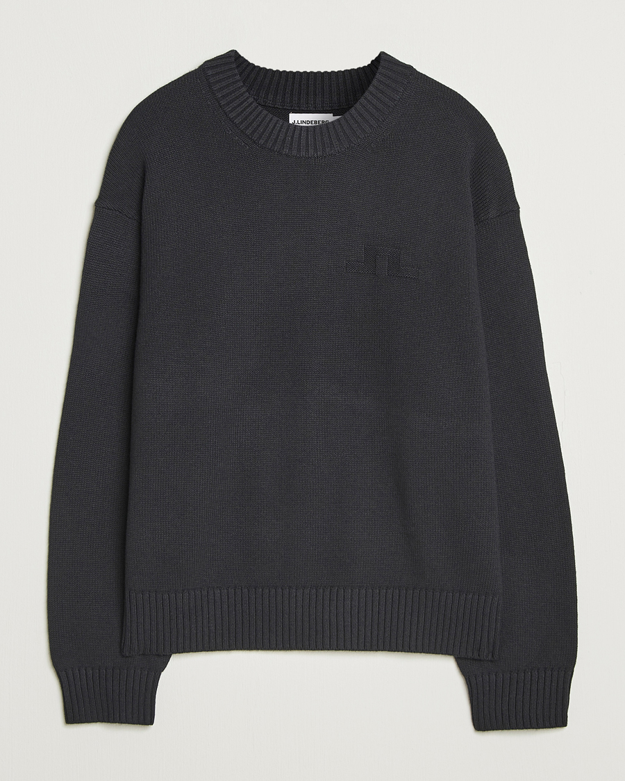 Herren | Pullover | J.Lindeberg | Eddy Wool/Cotton Knitted Sweater Black