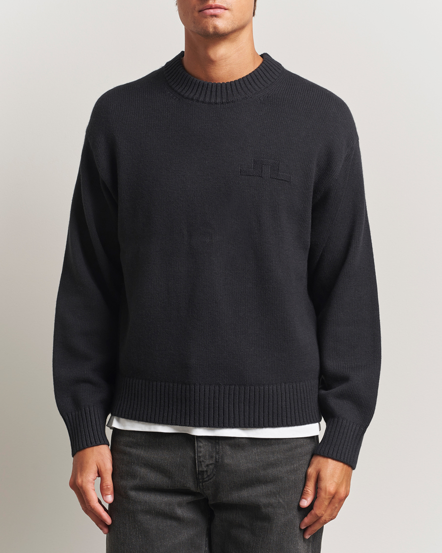 Herren | Pullover | J.Lindeberg | Eddy Wool/Cotton Knitted Sweater Black