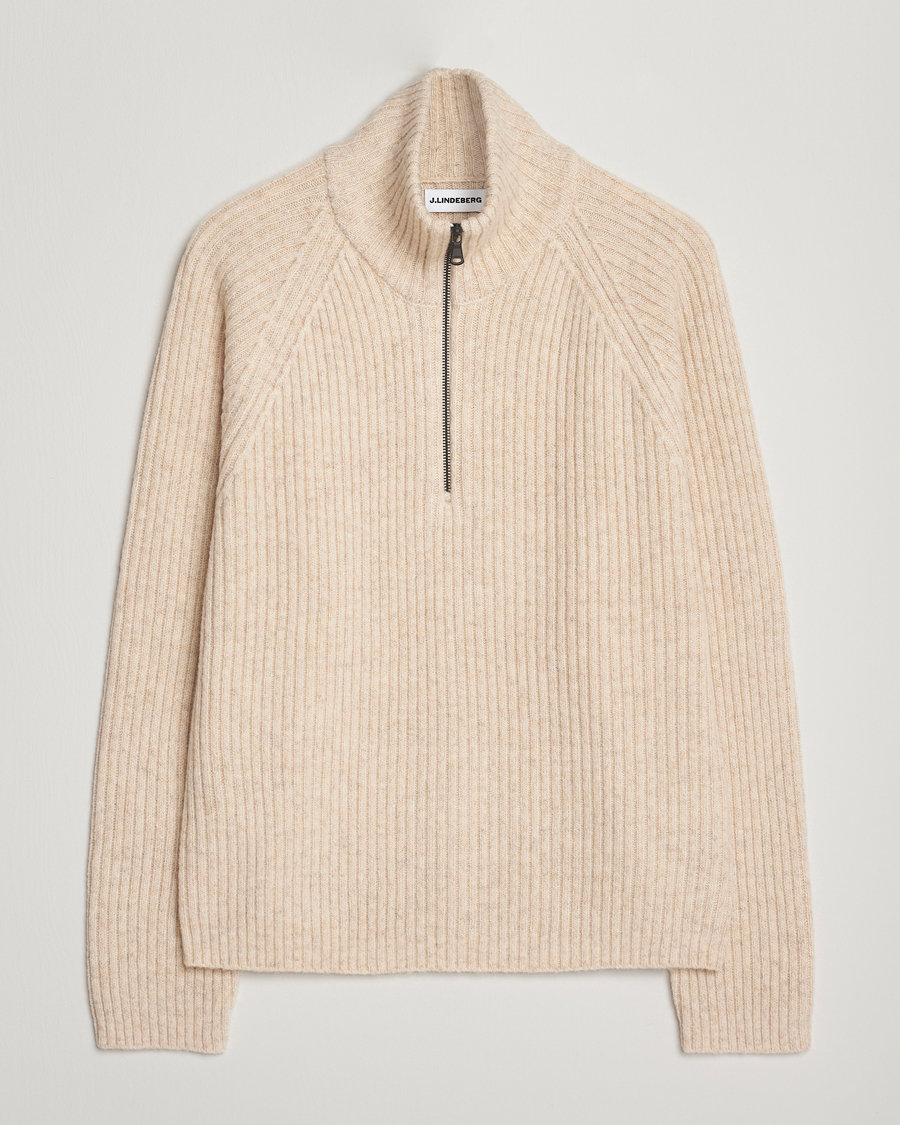 Herren | Pullover | J.Lindeberg | Victor Wool Half Zip Moonbeam Melange
