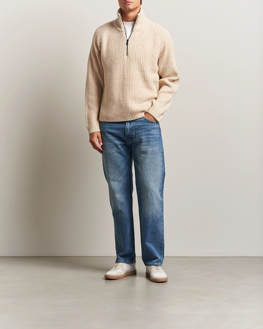 Herren | Pullover | J.Lindeberg | Victor Wool Half Zip Moonbeam Melange