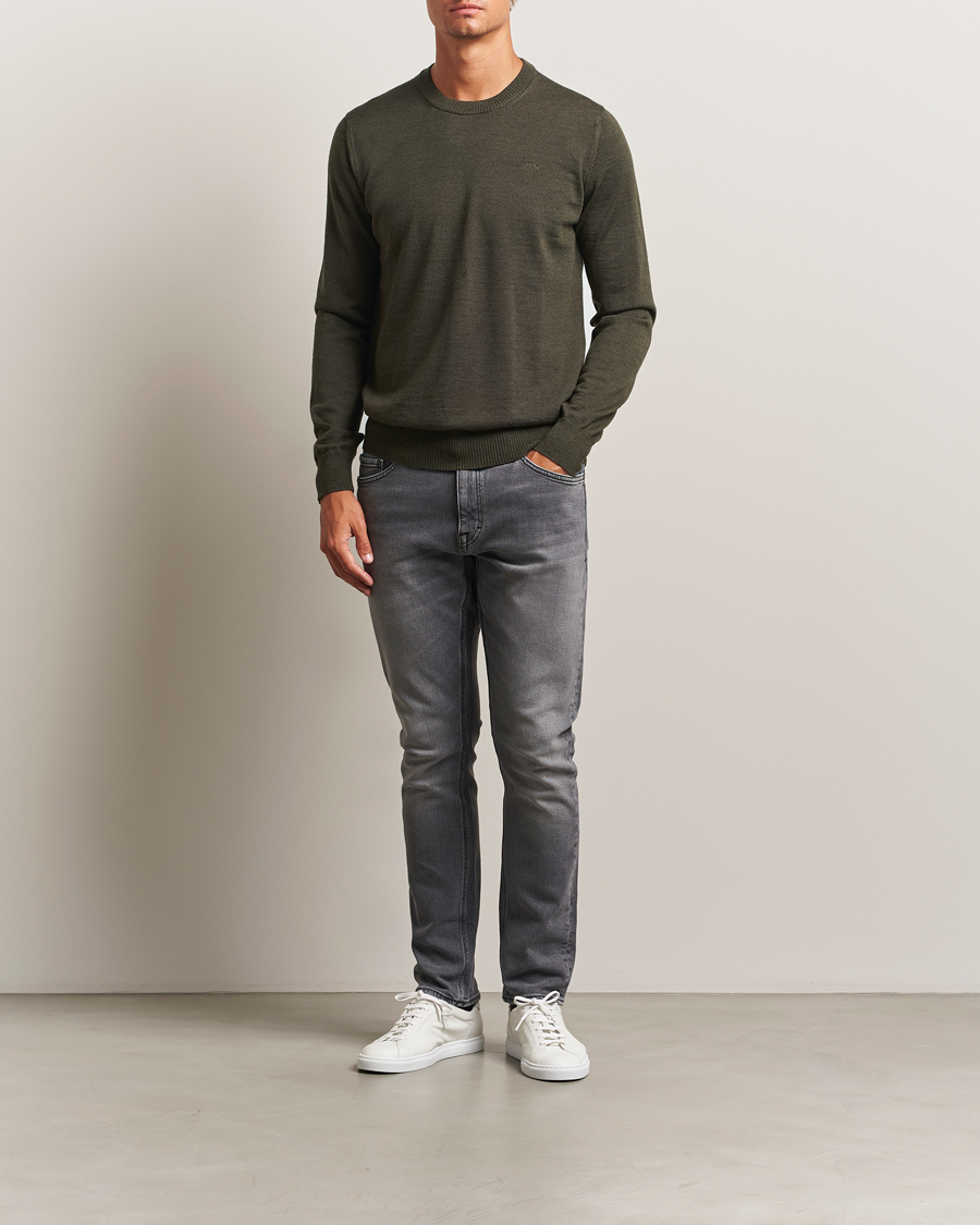 Herren | Pullover | J.Lindeberg | Keane Merino Crew Neck Forest Green Melange