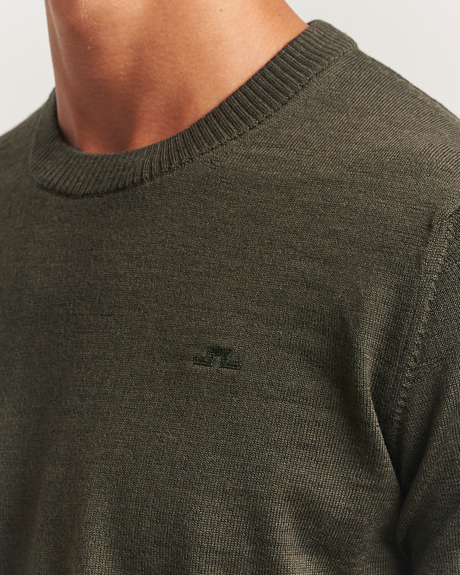 Herren | Pullover | J.Lindeberg | Keane Merino Crew Neck Forest Green Melange