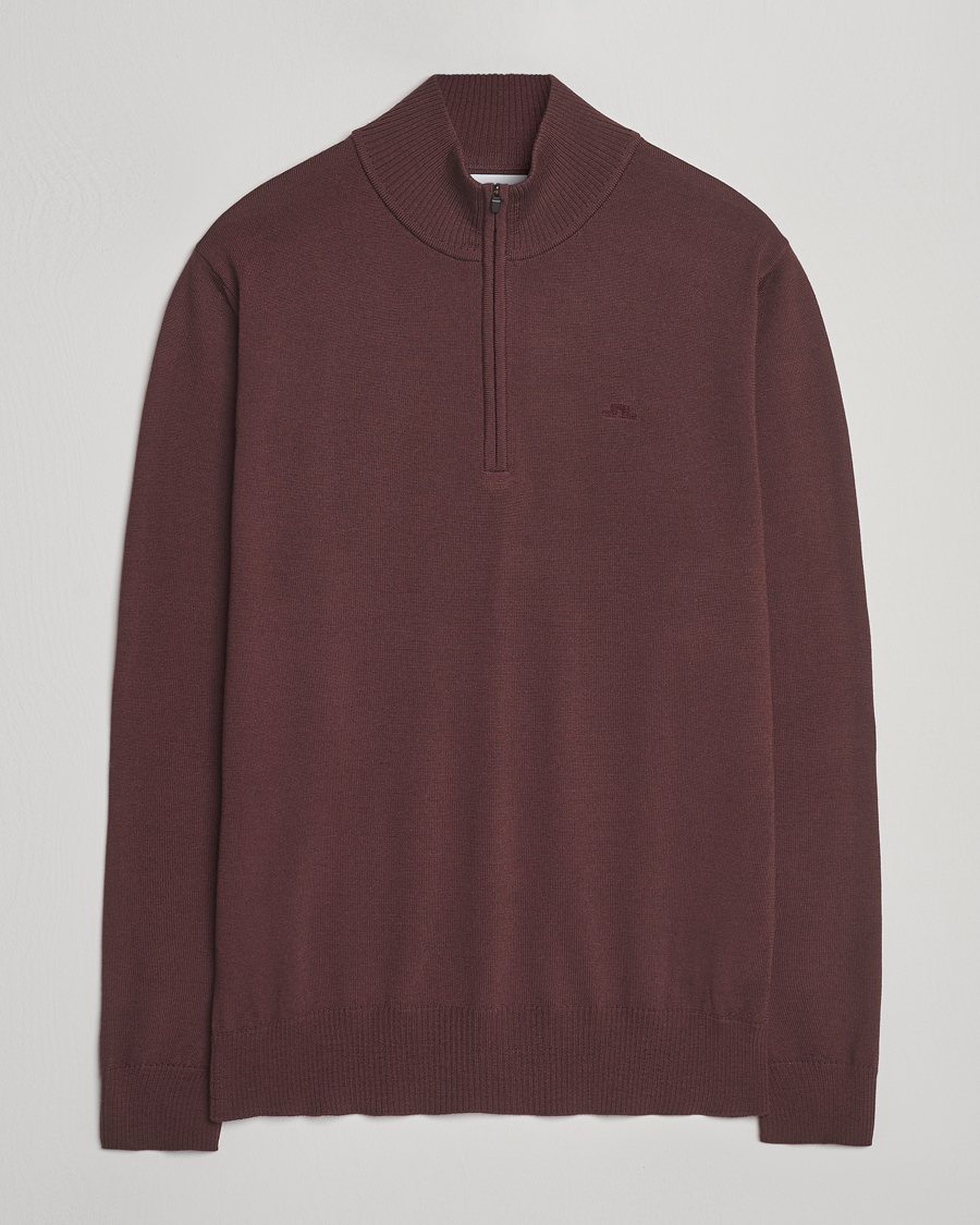 Herren | Pullover | J.Lindeberg | Kiyan Merino Half Zip Huckleberry