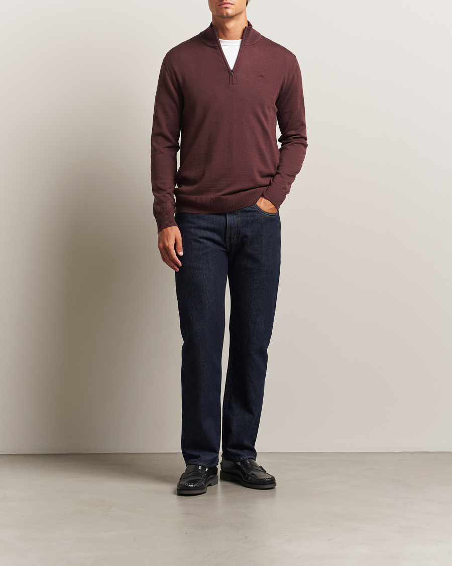 Herren | Pullover | J.Lindeberg | Kiyan Merino Half Zip Huckleberry