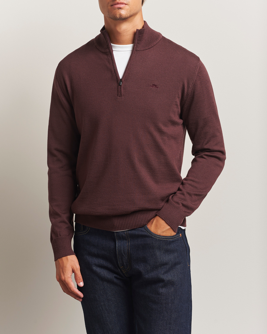 Herren | Pullover | J.Lindeberg | Kiyan Merino Half Zip Huckleberry