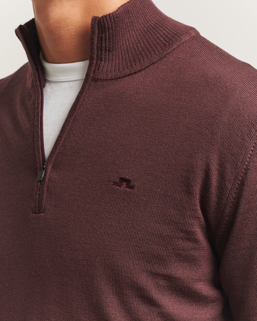 Herren | Pullover | J.Lindeberg | Kiyan Merino Half Zip Huckleberry