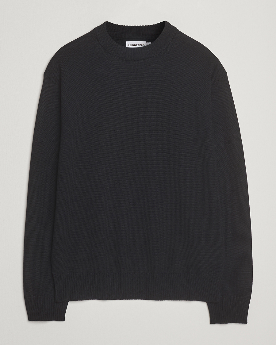 Herren | Pullover | J.Lindeberg | Kino Merino Crew Neck Black
