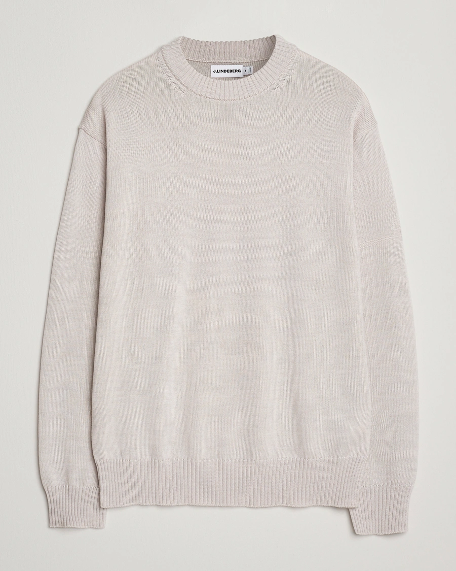 Herren | Pullover | J.Lindeberg | Kino Merino Crew Neck Moonbeam Melange