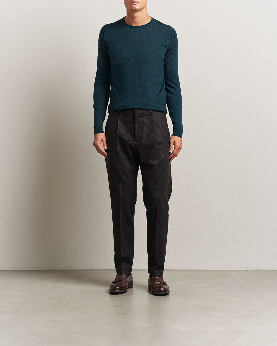 Herren | Pullover | John Smedley | Lundy Extra Fine Merino Crew Neck Richardson Green