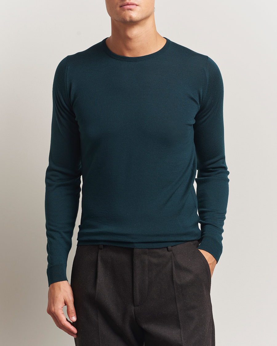 Herren | Pullover | John Smedley | Lundy Extra Fine Merino Crew Neck Richardson Green