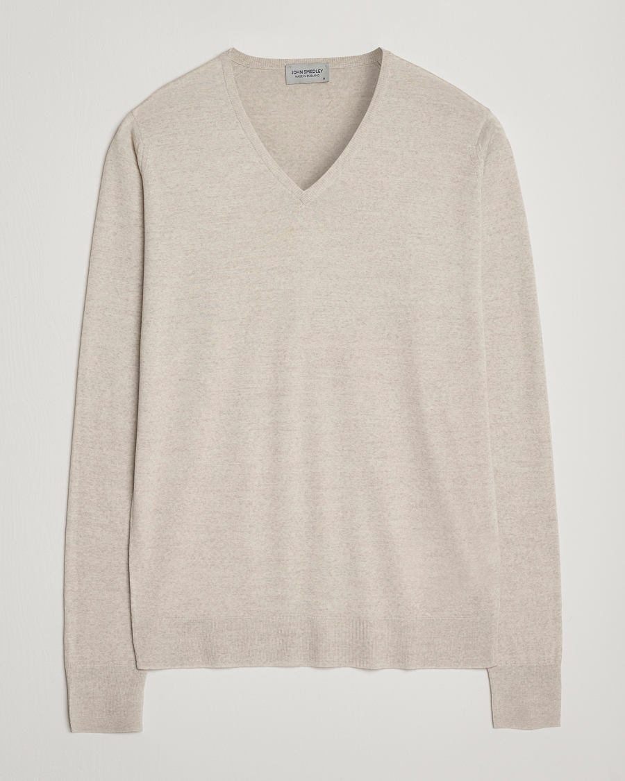 Herren | Pullover | John Smedley | Bobby Extra Fine Merino V-Neck Pullover Grey Fleece