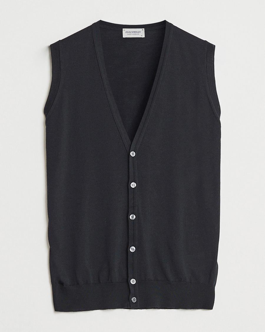 Herren | Pullover | John Smedley | Huntswood Slim Fit Waistcoat Black