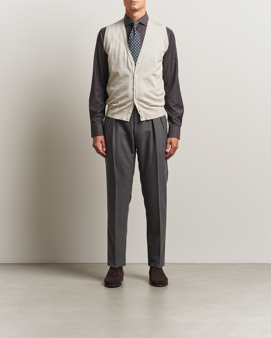 Herren | Pullover | John Smedley | Huntswood Slim Fit Waistcoat Grey Fleece