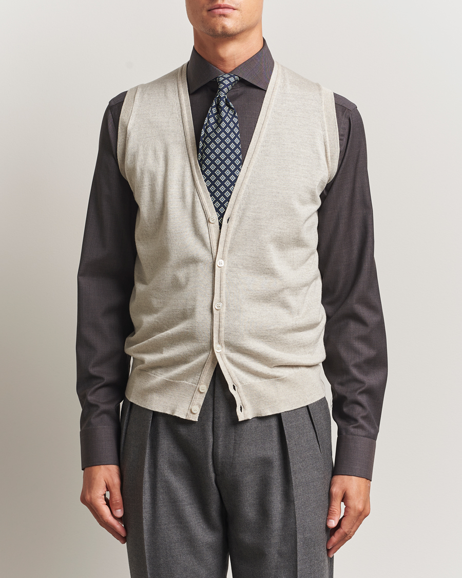 Herren | Pullover | John Smedley | Huntswood Slim Fit Waistcoat Grey Fleece