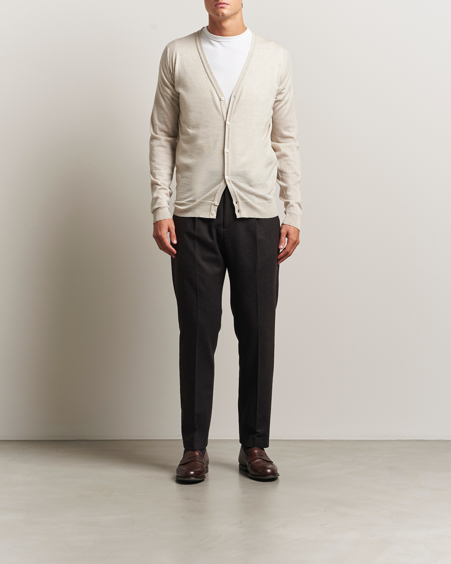 Herren | Pullover | John Smedley | Petworth Extra Fine Merino Cardigan Grey Fleece