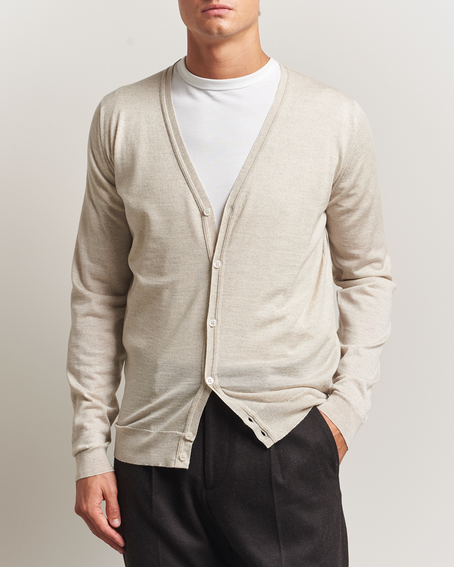 Herren | Pullover | John Smedley | Petworth Extra Fine Merino Cardigan Grey Fleece