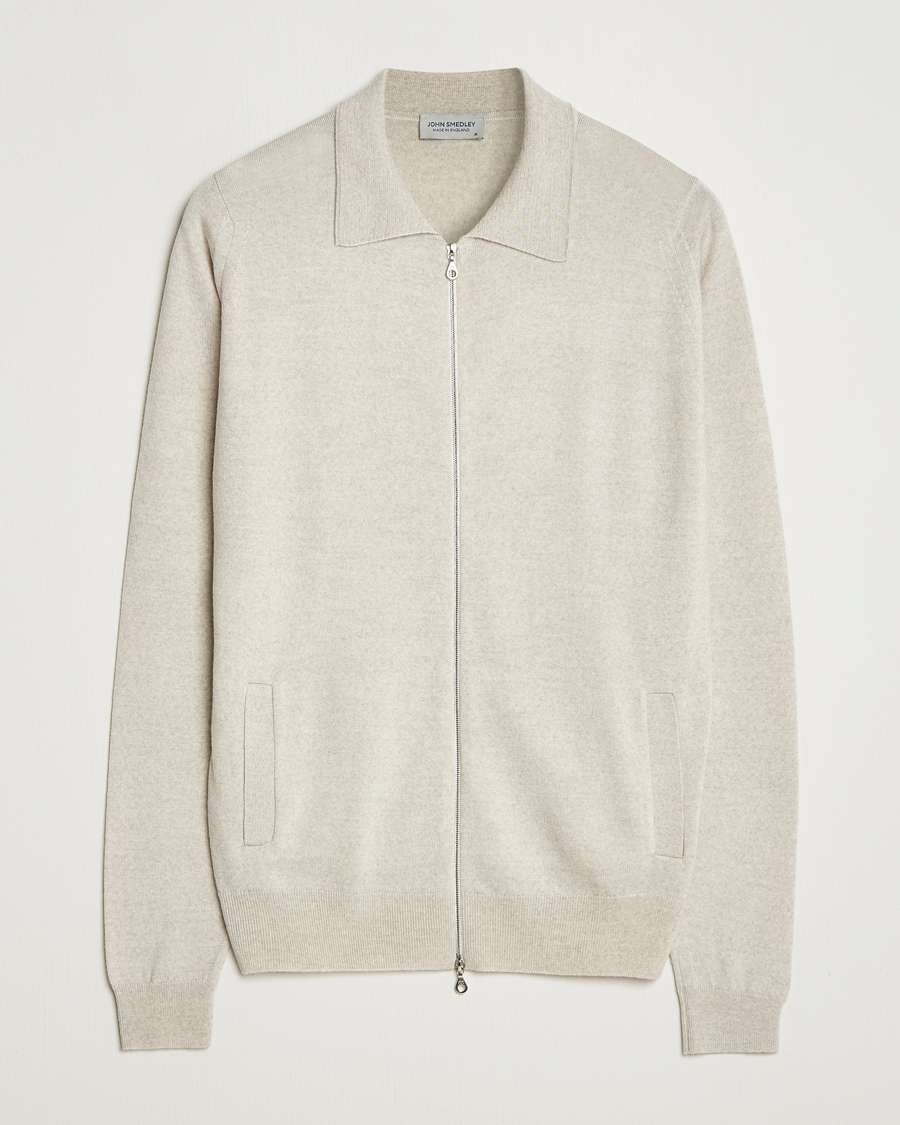 Herren | Pullover | John Smedley | Alston Extra Fine Merino Full Zip Grey Fleece