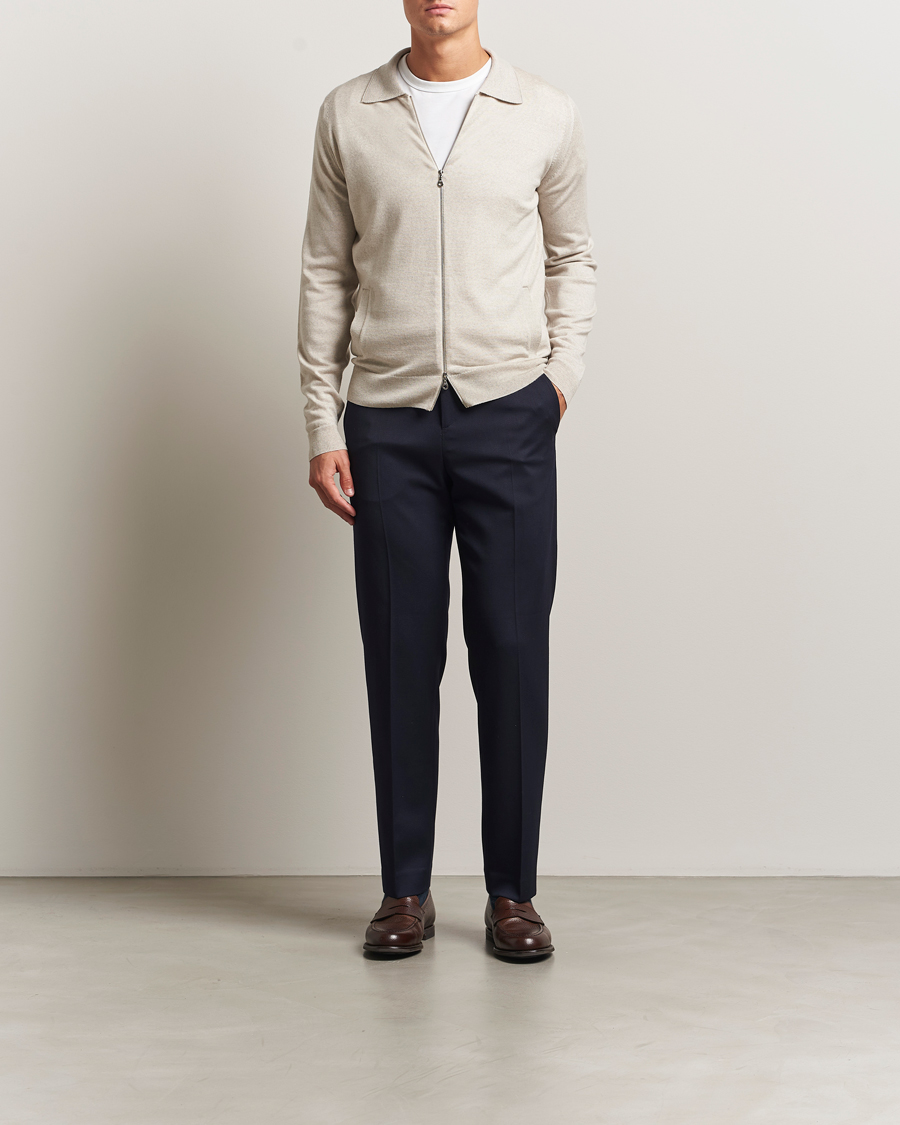 Herren | Pullover | John Smedley | Alston Extra Fine Merino Full Zip Grey Fleece