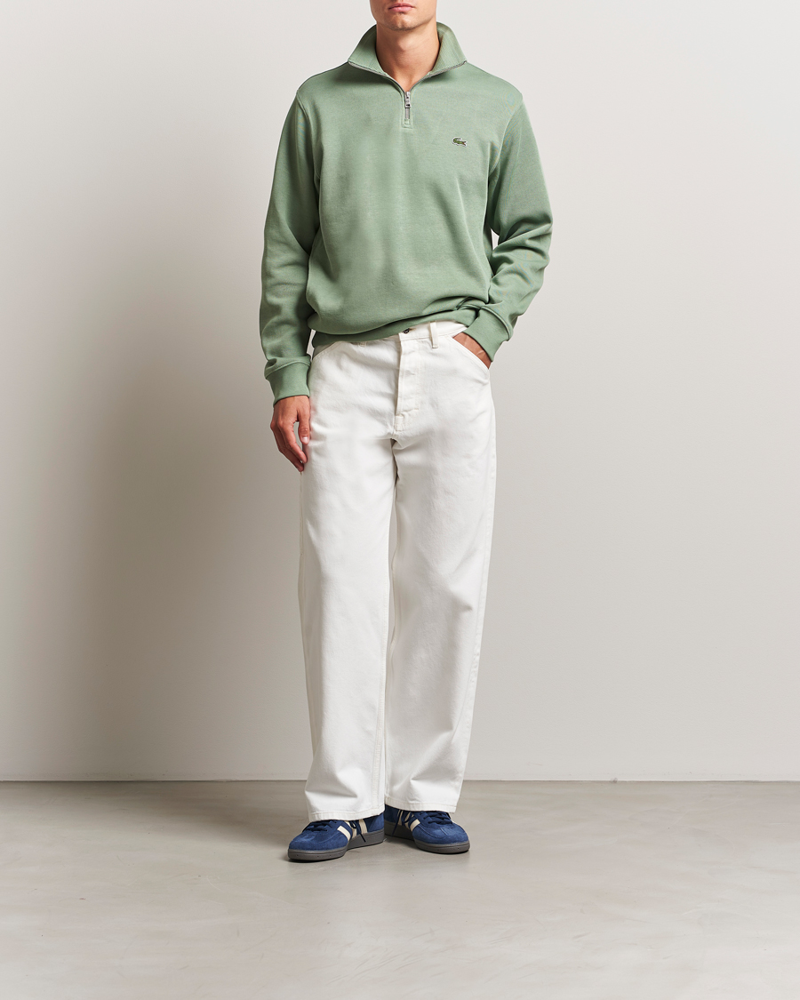 Herren | Pullover | Lacoste | Rib Interlock Half Zip Thyme Green