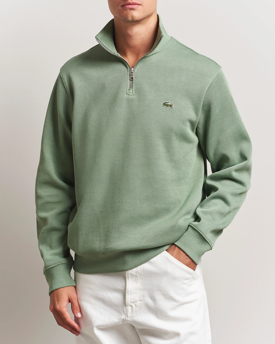 Herren | Pullover | Lacoste | Rib Interlock Half Zip Thyme Green