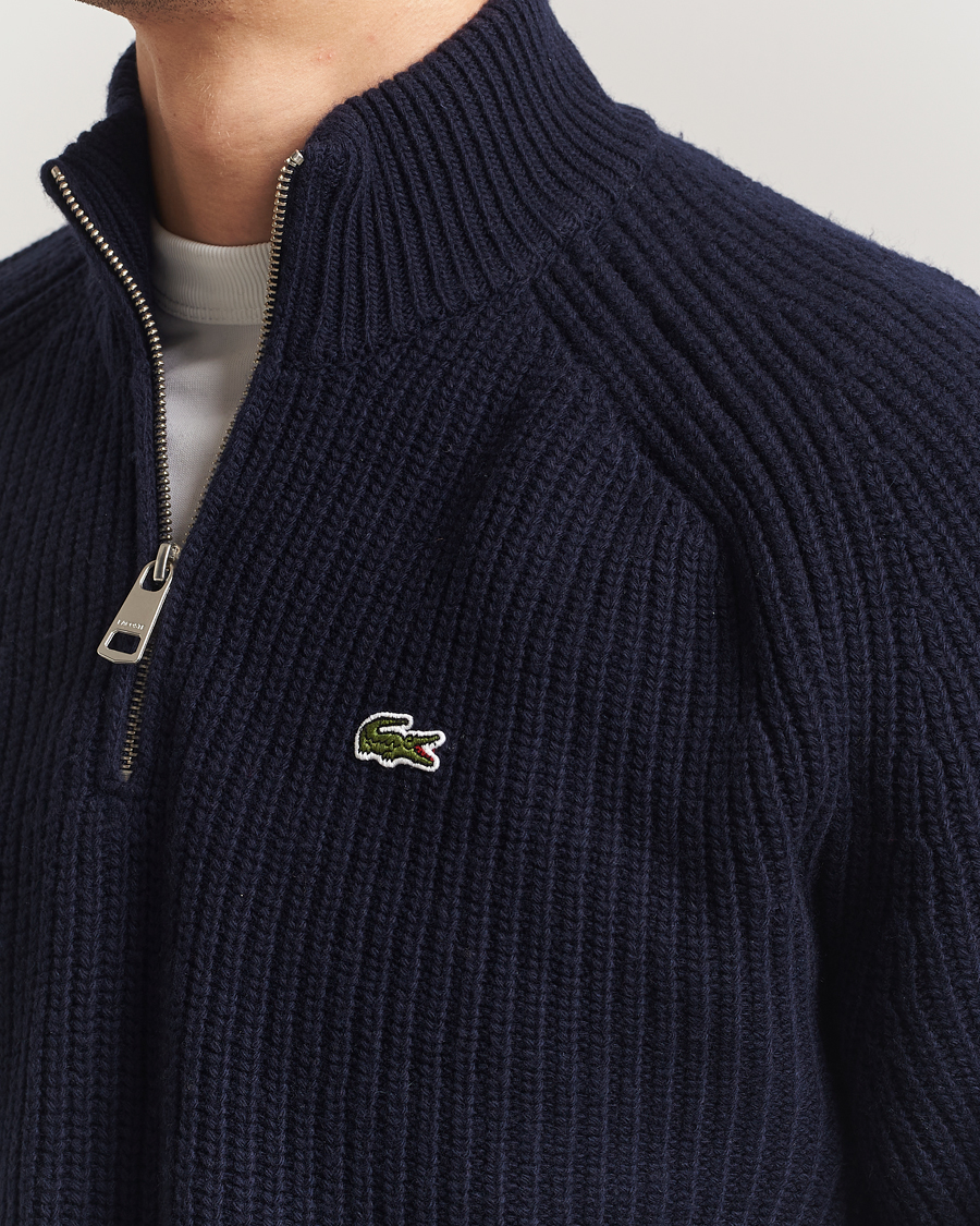 Herren | Pullover | Lacoste | Heavy Knitted Wool Half Zip Navy