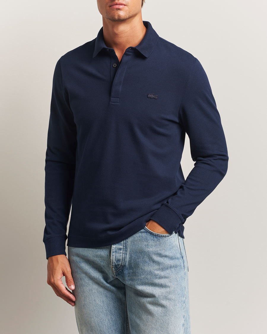 Herren | Poloshirts | Lacoste | Paris Long Sleeve Polo Piké Navy Blue
