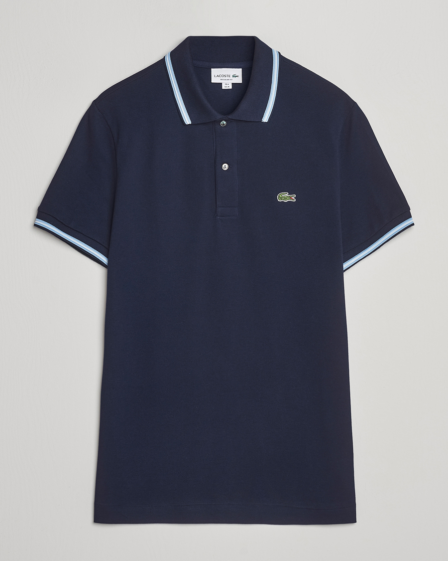 Herren | Poloshirts | Lacoste | Original Stripe Collar Polo Piké Navy Blue