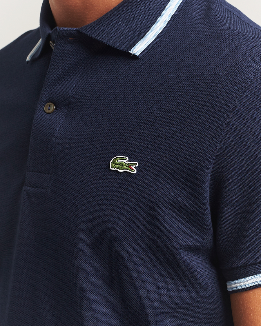 Herren | Poloshirts | Lacoste | Original Stripe Collar Polo Piké Navy Blue