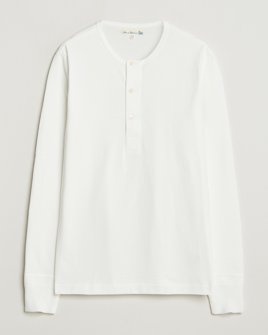Herren | T-Shirts | Merz b. Schwanen | Classic Fit Sturdy Organic Cotton Henley White