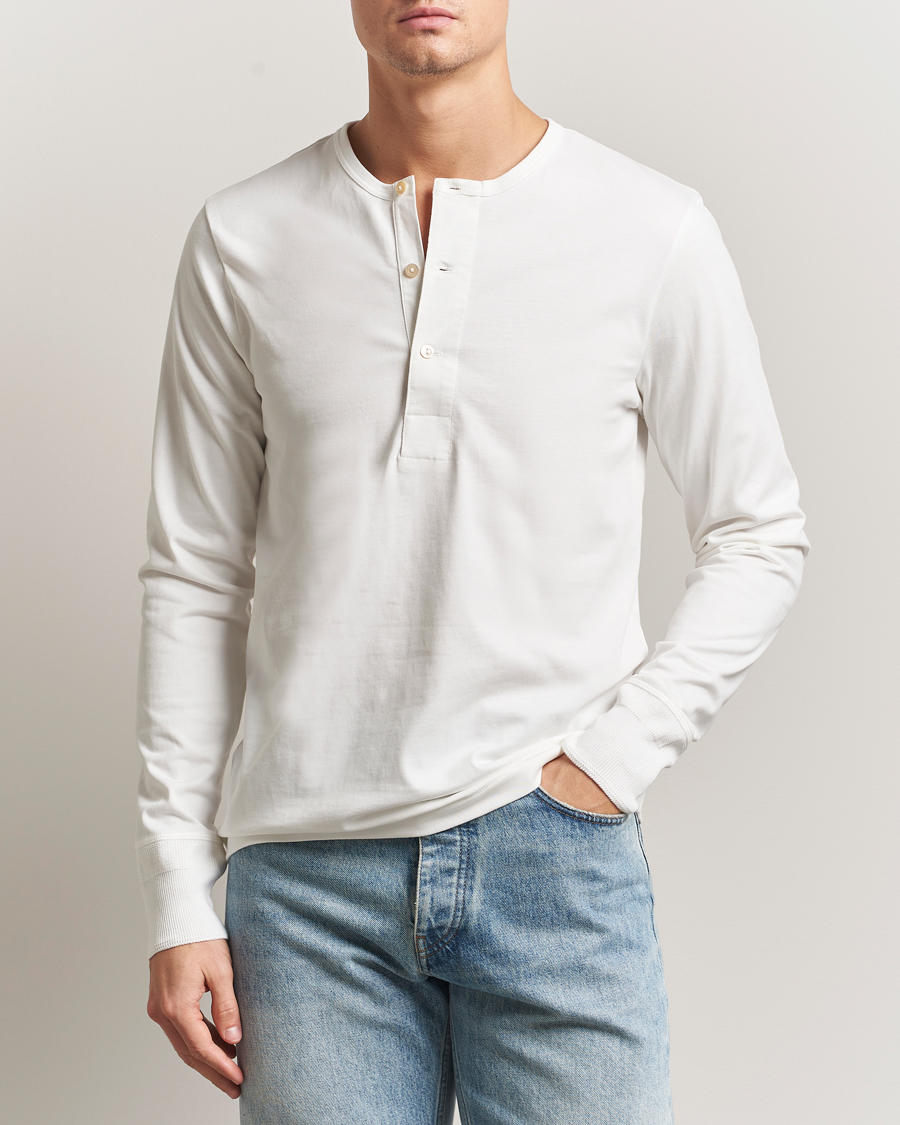 Herren | Pullover | Merz b. Schwanen | Classic Fit Sturdy Organic Cotton Henley White