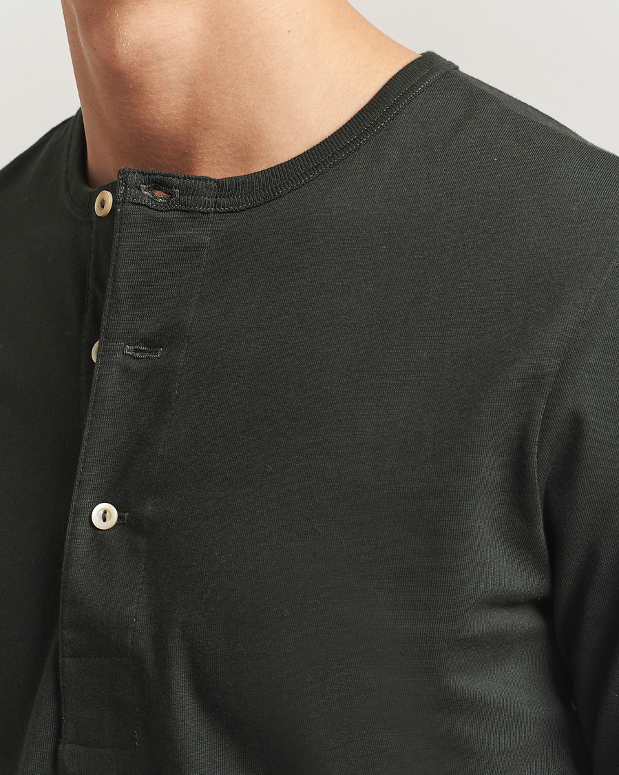 Herren | Pullover | Merz b. Schwanen | Classic Fit Sturdy Organic Cotton Henley Forest Green