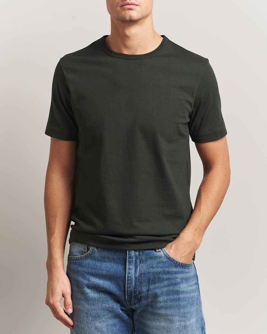 Herren | T-Shirts | Merz b. Schwanen | Classic Fit Sturdy T-Shirt Forest Green
