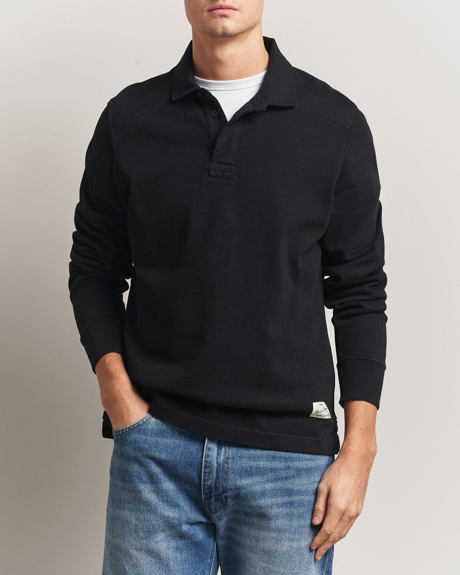 Herren | Pullover | Merz b. Schwanen | Relaxed Fit Vintage Cotton Rugby Shirt Black
