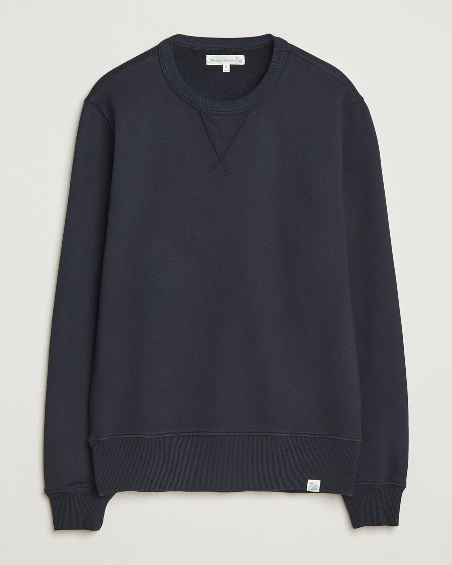Herren | Pullover | Merz b. Schwanen | Relaxed Fit Vintage Cotton Sweatshirt Dark Navy