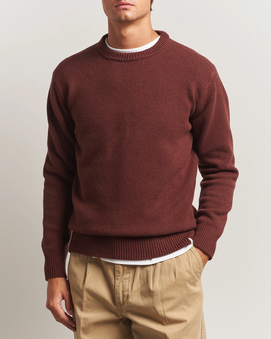 Herren | Pullover | Merz b. Schwanen | Merino/Cashmere Knitted Sweater Dark Brown