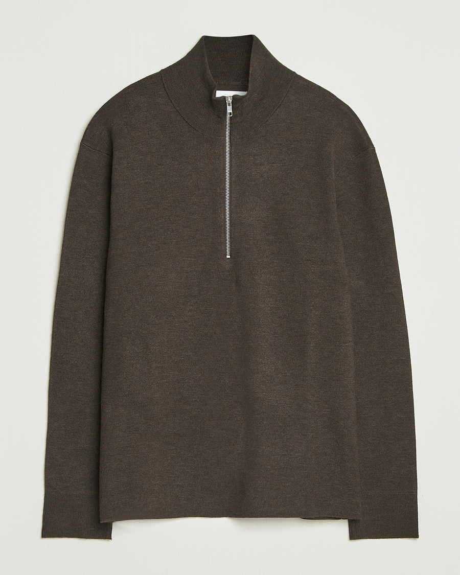 Herren | Pullover | NN07 | Harald Cotton/Modal Half Zip Demitasse Brown