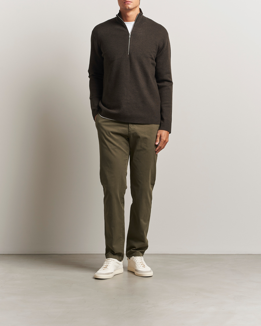 Herren | Pullover | NN07 | Harald Cotton/Modal Half Zip Demitasse Brown